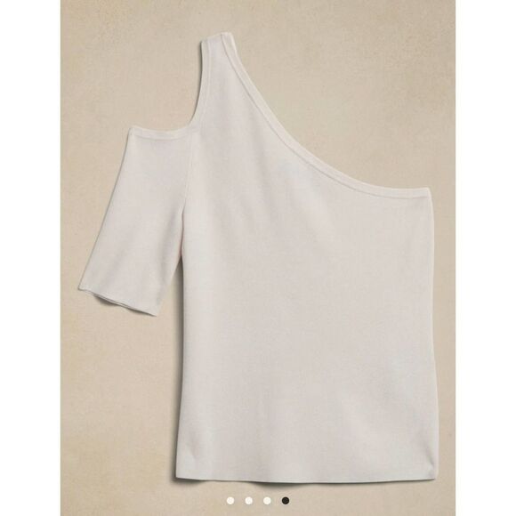 Banana Republic NWT One Sleeve Knit Sweater Top Asymmetric Size M Cream - Picture 4 of 8
